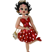 handmade flex porcelain vintage glamour retro doll charm in red polka dot dress and golden tiara