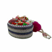 heart jewelry box decorated with white decoden cream, cute pink strawberries, roses, and flowers