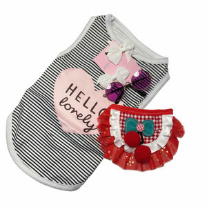 Hello Lovely XS Dog Princess Set | Hair Bow, Sunglasses & Red Tutu