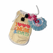 i love mom dad dog outfit set with blue tutu and sunglasses