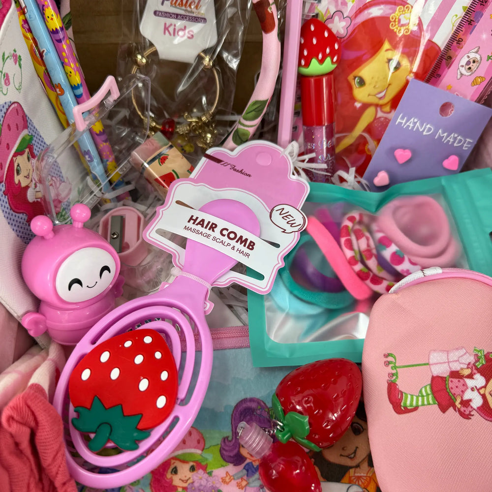 kawaii beauty accessories set for teens with lip gloss, charm bracelet, handmade heart earrings and headband