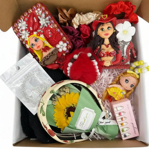 Kawaii Gift Basket for Women | Handmade Porcelain Doll Hair Brush & Accessories Set