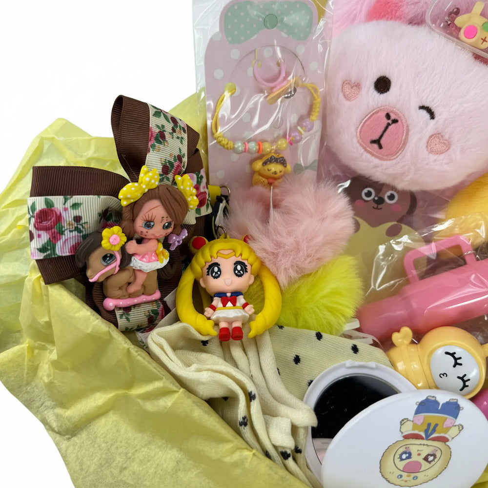 kawaii stationery set for girls with gel pens, pencils, pompom pencil, pencil pouch, ruler, eraser and sharpener