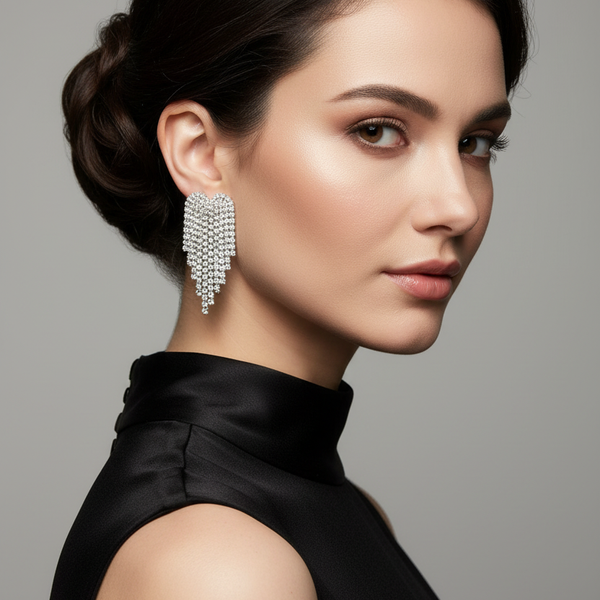 Model Luxury Rhinestone Dangle Earrings 