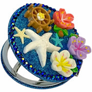 luxury mermaid compact mirror with ocean charms and blue decoden details