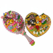 matching decorated jewelry box, decorated mirror