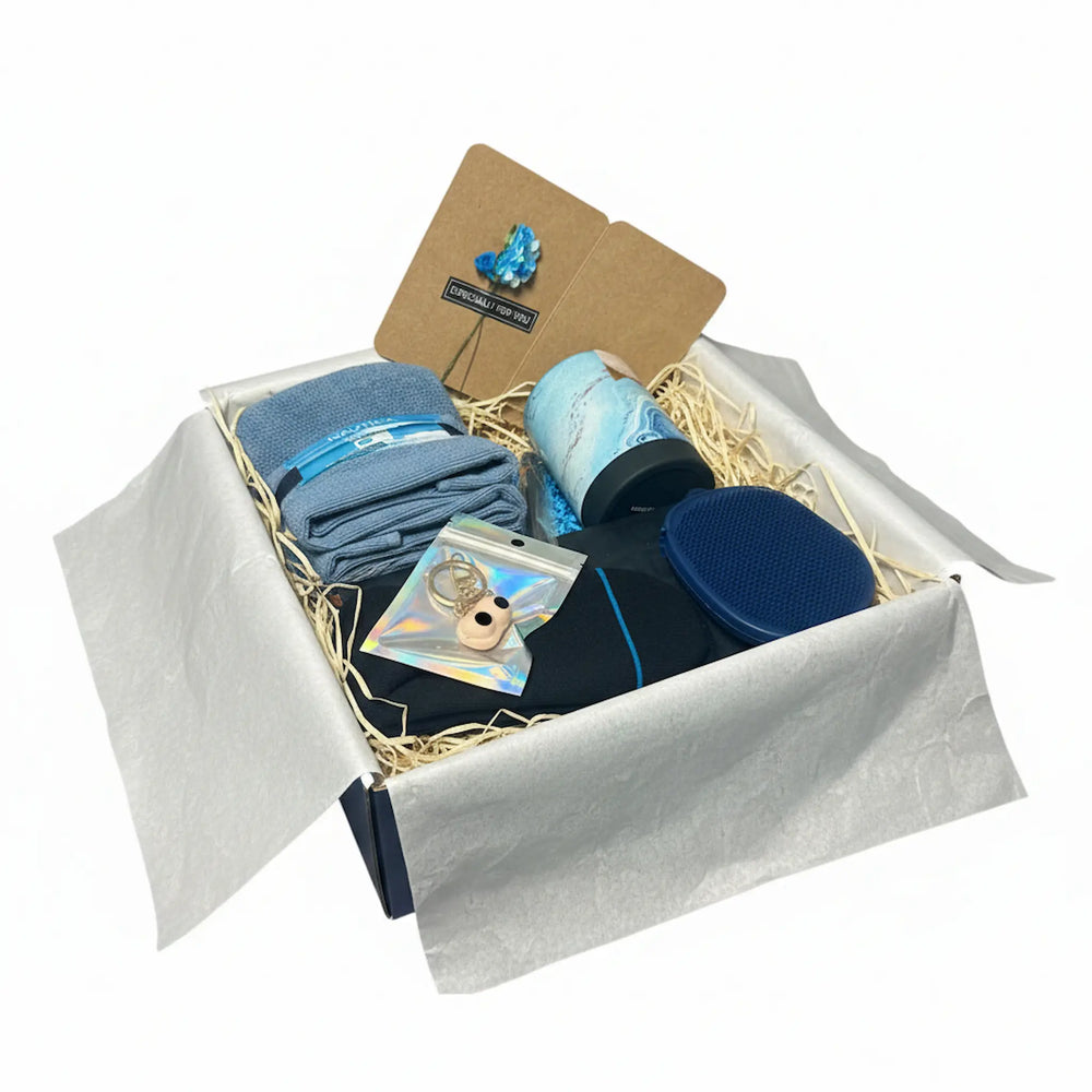 men's ceramic mug gift set with plaid flask, executive notebook and premium accessories
