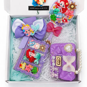 Mermaid Gift Basket for Girls | Vanity Set with Mirror, Purse & Bow