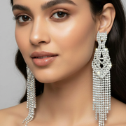 Luxury silver rhinestone drop earrings wedding earring 