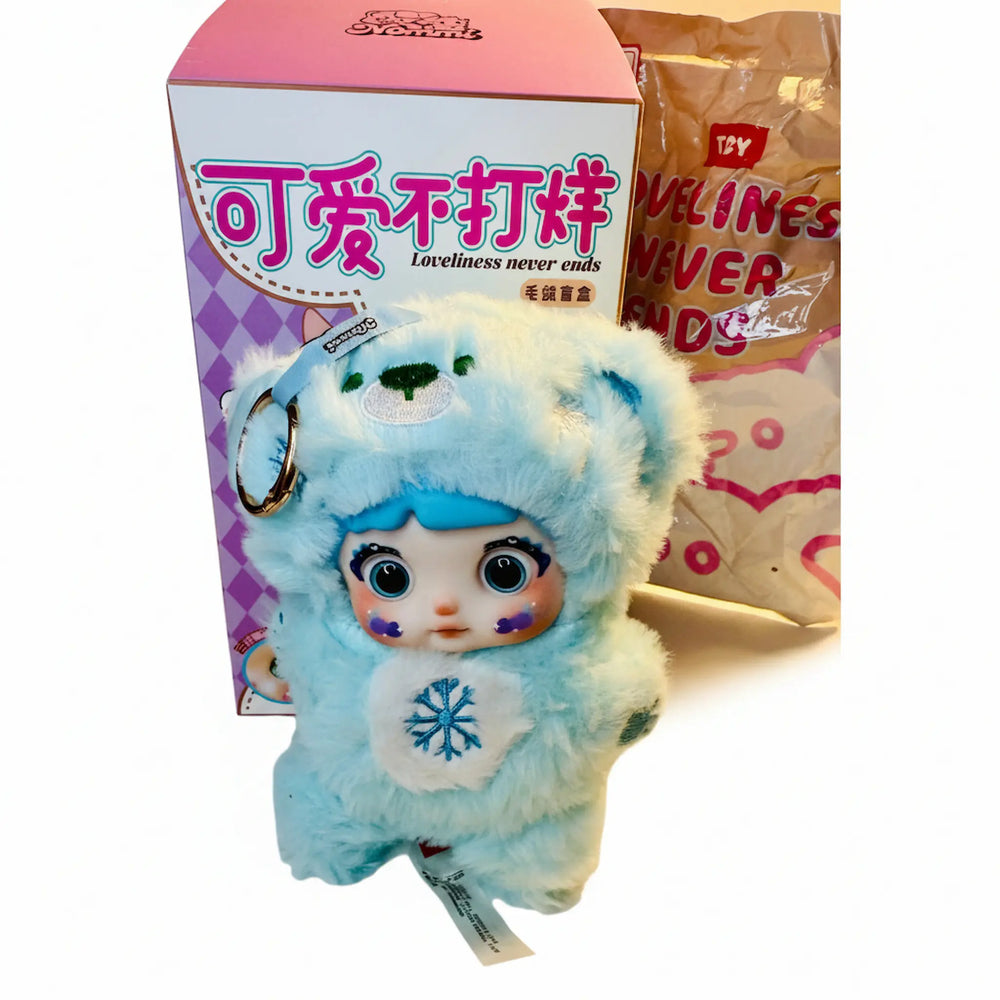 nommi binbin blue vinyl plush doll kawaii collectible front view