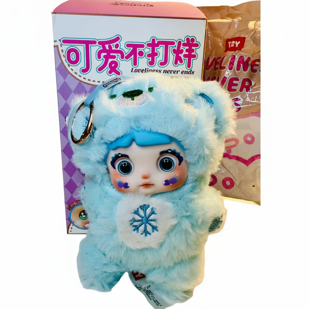 nommi binbin series blue vinyl plush close-up detail kawaii toy
