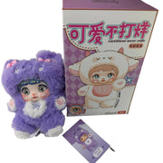 nommi purple hand-bedazzled plush pendant with shimmering crystal finish, kawaii collectible for bag or display