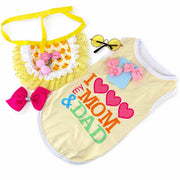pet clothing gift set with dog shirt sunglasses and hair bows