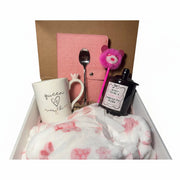 pink Queen of Everything ceramic mug and XOXO engraved spoon in luxury kawaii gift set