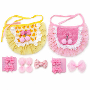 Princess Dog & Cat Tutu Set | Yellow & Pink Boutique Outfit for Small Pets