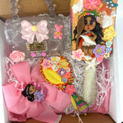 princess vanity gift set with one large pink hair bow