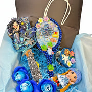 Luxury mermaid-themed birthday gift basket with magical sea accessories - Premium gift set by Majestic Boutique Miami