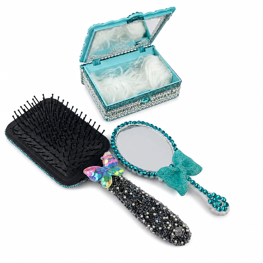 Birthday Gift Box for Teen Girls | Kawaii Vanity Set with Decorated Mirror & Hair Brush