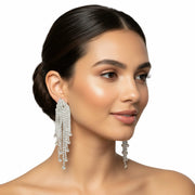 silver-tone rhinestone chandelier earrings with cascading stones 