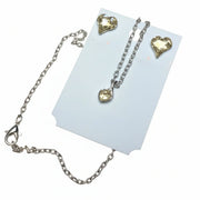 silver crystal heart necklace and earring set for her 