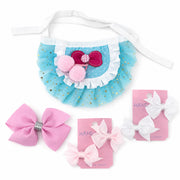 size m pet tutu outfit set with 2 tutus and 5 matching bows