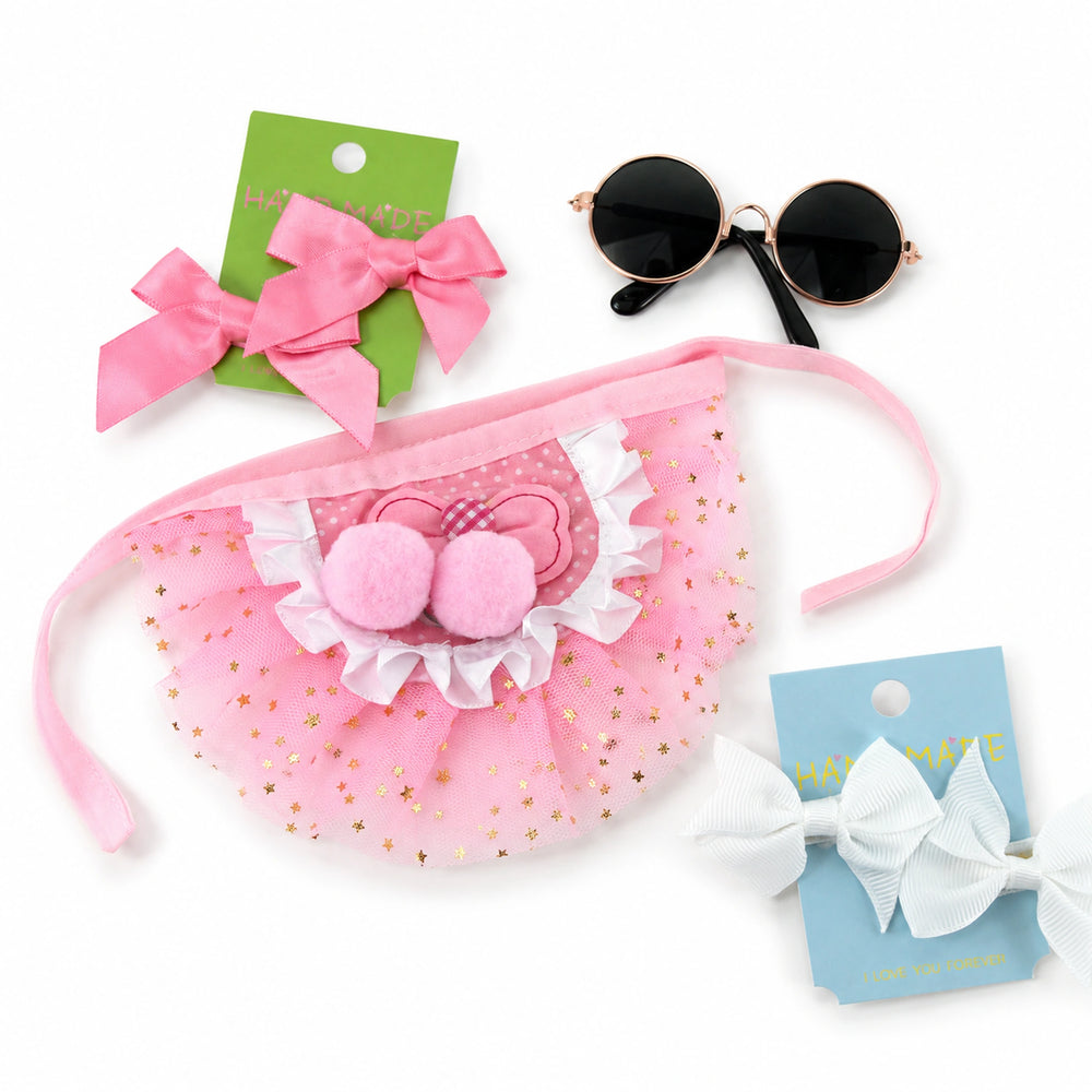 small dog and cat birthday tutu set with cherry details