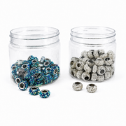 sparkling craft bead sets in blue iridescent, clear rhinestone and silver disco ball styles