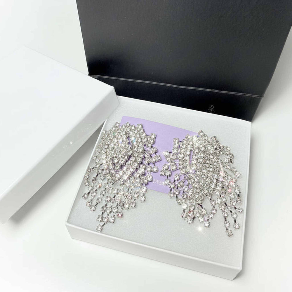  sparkling rhinestone fringe earrings with a brilliant for weddings and formal events