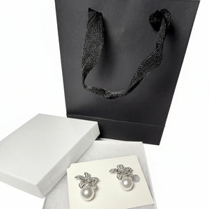 Sparkly Floral Earrings Rhinestone Set Elegant Pearl Earrings