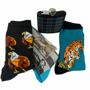 Cool Gift Set for Men - Novelty Socks, Flask & Lobster Bottle Opener