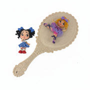  two doll set flexible cold porcelain girl flatbacks in purple tutu and school girl